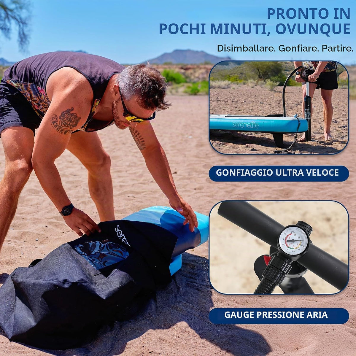 SereneLife SLSPUW100 Tavola da SUP Gonfiabile XL