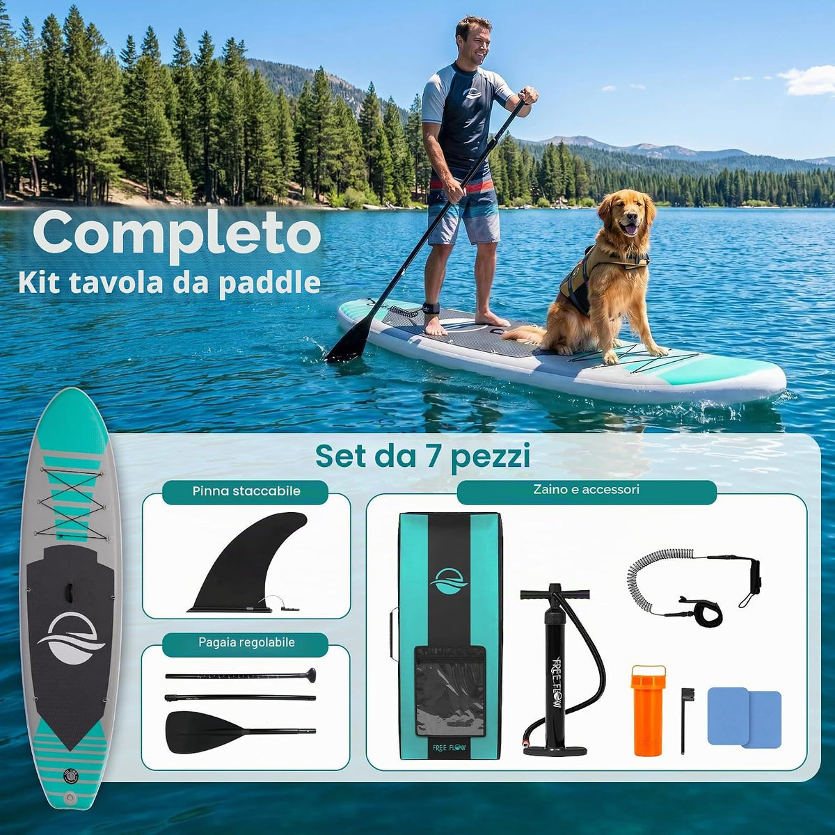SereneLife Tavola da SUP Gonfiabile