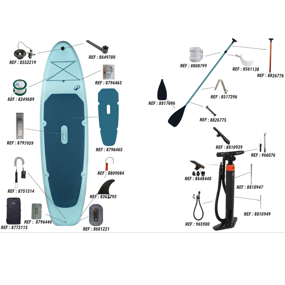 DECATHLON 8901115 Set Stand Up Paddle Gonfiabile 10'6